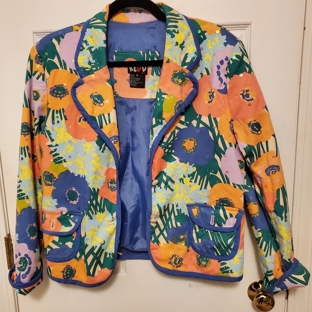 REDD Bright Multi-Color Floral Sequined jacket